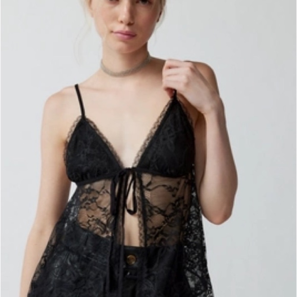 Urban Outfitters Black Lace Chemise